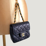 CHANEL CHAIN BELT | MICRO BAG | NAVY BLUE